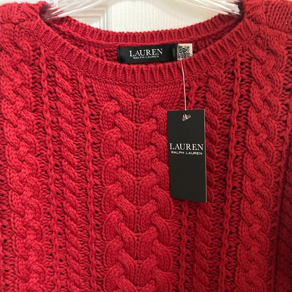 NEW Ralph Lauren Red Cable-Knit Sweater S - Picture 2 of 4